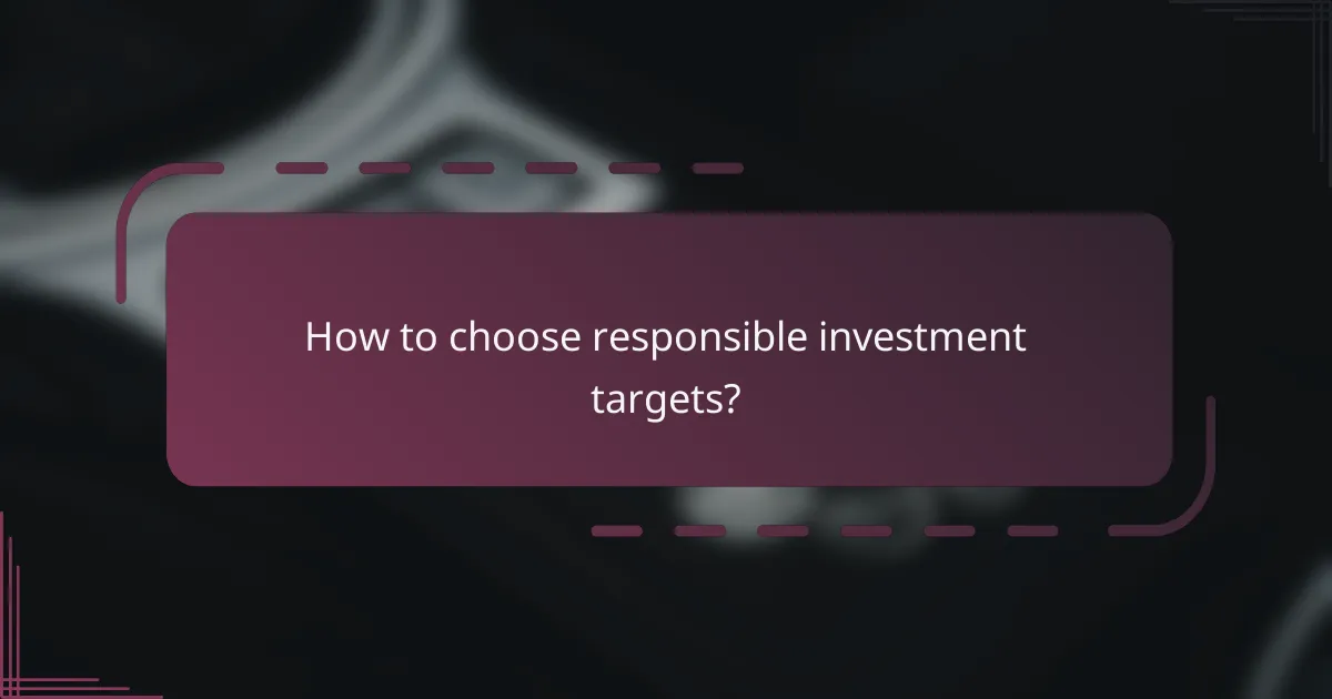 How to choose responsible investment targets?