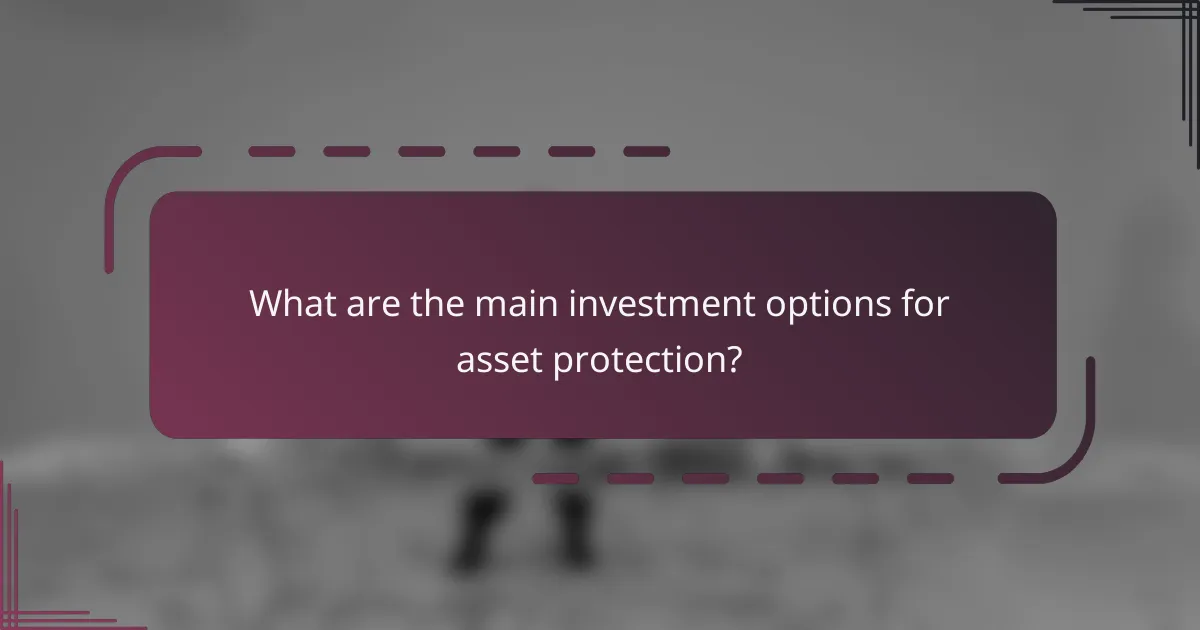 What are the main investment options for asset protection?
