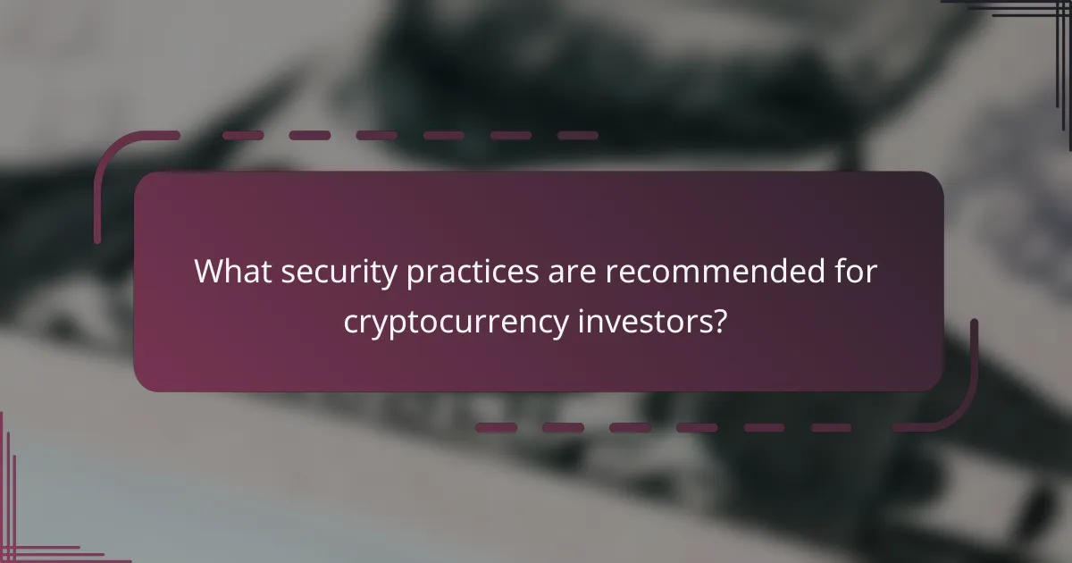What security practices are recommended for cryptocurrency investors?